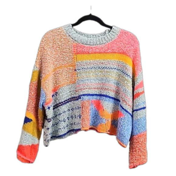 Sincerly Jules Sweaters - SINCERELY JULES Multicolored , Color block Cropped Sweater SIZE SMALL